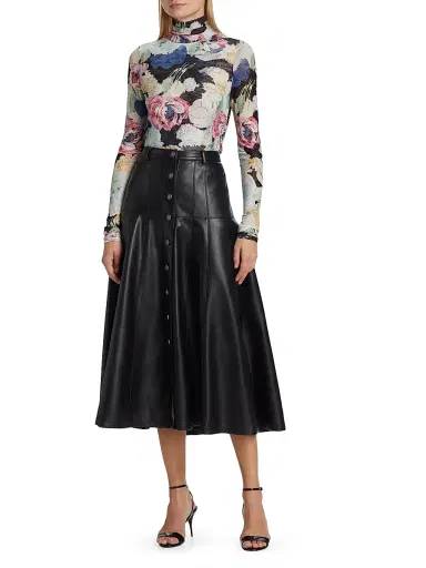 Cinq à Sept Women's Veena Faux Leather Midi-Skirt - Black | Thumbnail 2