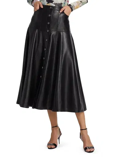 Cinq à Sept Women's Veena Faux Leather Midi-Skirt - Black | Thumbnail 3