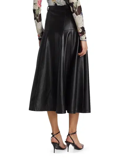 Cinq à Sept Women's Veena Faux Leather Midi-Skirt - Black | Thumbnail 5
