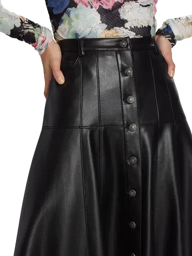 Cinq à Sept Women's Veena Faux Leather Midi-Skirt - Black | Thumbnail 6