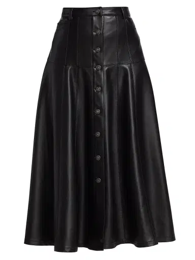 Cinq à Sept Women's Veena Faux Leather Midi-Skirt - Black | Thumbnail 1