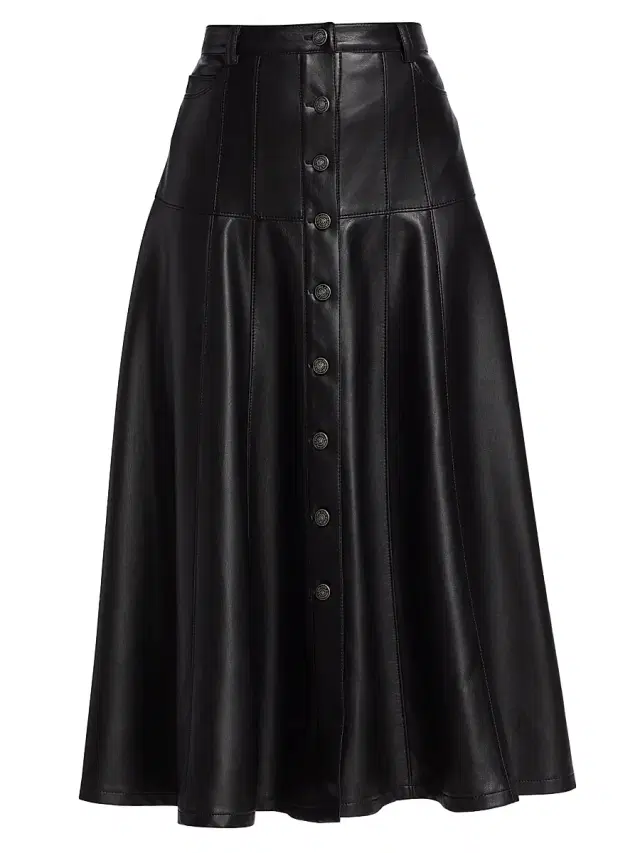 Cinq à Sept Women's Veena Faux Leather Midi-Skirt - Black