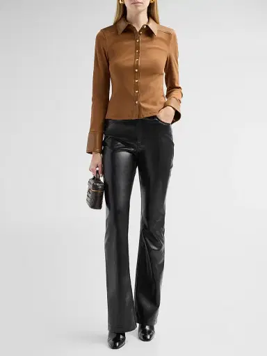 Cinq à Sept Women's Magali Cotton-Blend Ribbed Top - Chocolate Milk | Thumbnail 2