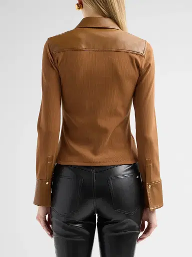 Cinq à Sept Women's Magali Cotton-Blend Ribbed Top - Chocolate Milk | Thumbnail 3