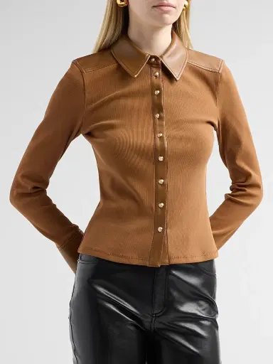 Cinq à Sept Women's Magali Cotton-Blend Ribbed Top - Chocolate Milk | Thumbnail 4