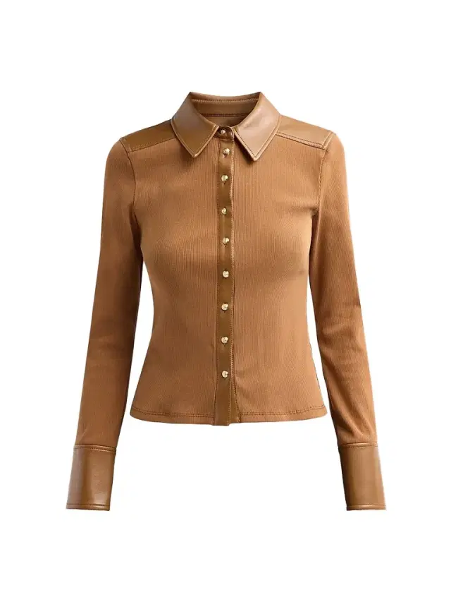 Cinq à Sept Women's Magali Cotton-Blend Ribbed Top - Chocolate Milk