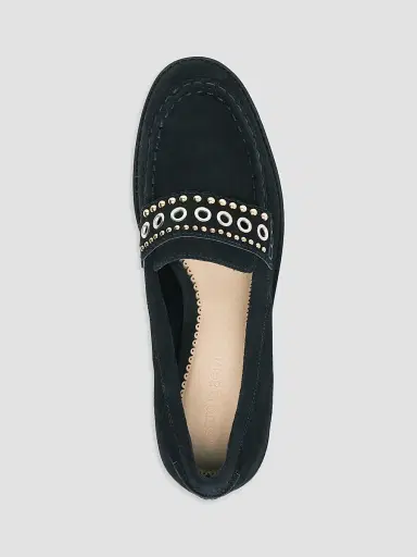 Cinq à Sept Women's Resort Gretta Mixed-Metal Studded Loafers - Navy | Thumbnail 3