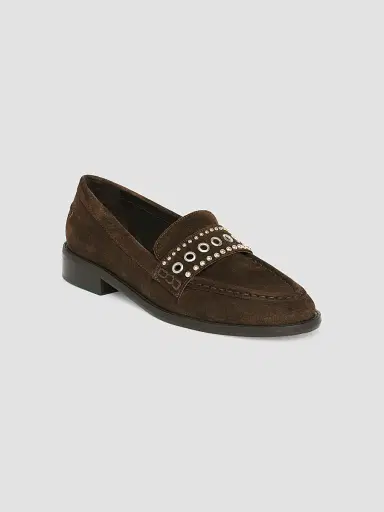 Cinq à Sept Women's Resort Gretta Mixed-Metal Studded Loafers - Chocolate | Thumbnail 2