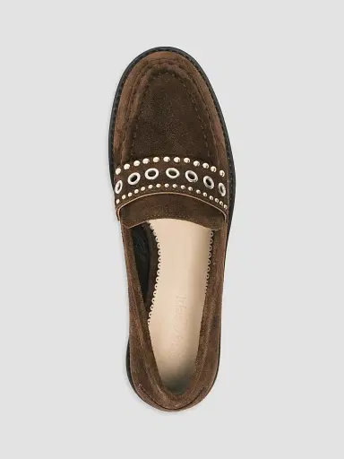 Cinq à Sept Women's Resort Gretta Mixed-Metal Studded Loafers - Chocolate | Thumbnail 3
