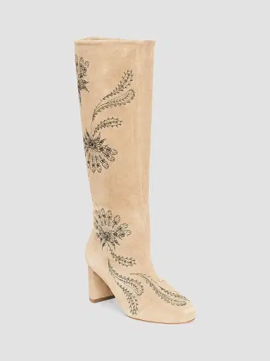 Cinq à Sept Women's Resort Dani 70MM Embroidered Suede Boots - Brown Sugar | Thumbnail 2