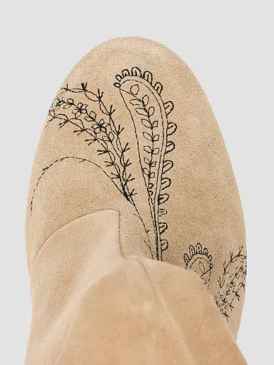 Cinq à Sept Women's Resort Dani 70MM Embroidered Suede Boots - Brown Sugar | Thumbnail 3