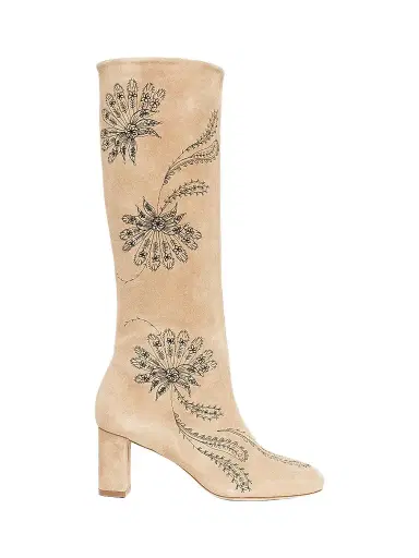 Cinq à Sept Women's Resort Dani 70MM Embroidered Suede Boots - Brown Sugar | Thumbnail 1