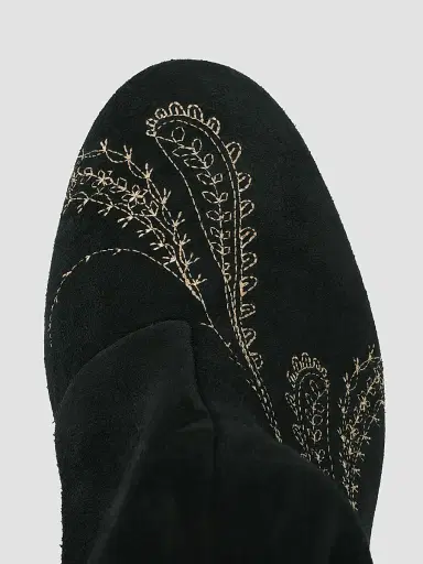 Cinq à Sept Women's Resort Dani 70MM Embroidered Suede Boots - Black | Thumbnail 3
