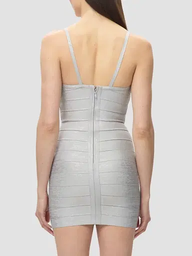 Hervé Léger Women's Bandage-Knit Metallic Body-Con Mini Dress - Silver Foil | Thumbnail 3 Hervé Léger Women's Bandage-Knit Metallic Body-Con Mini Dress - Silver Foil | Thumbnail 3