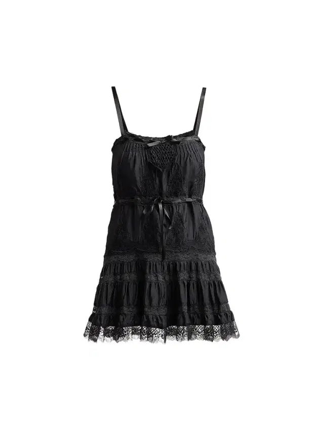 LoveShackFancy Women's Saphirae Lace-Trim Mini Dress - Black
