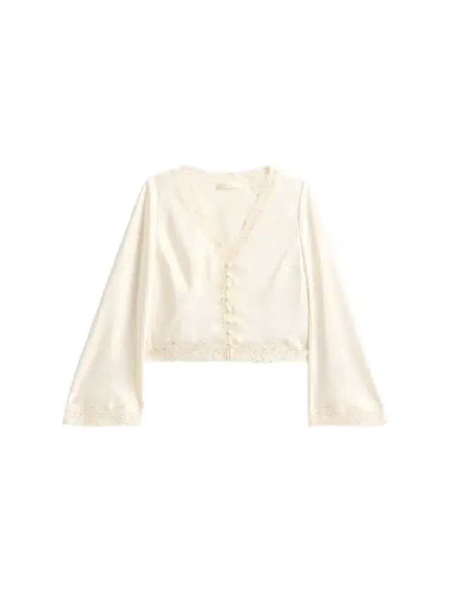 LoveShackFancy Women's Fioretta Lace-Trim Satin Top - Alabaster Glow