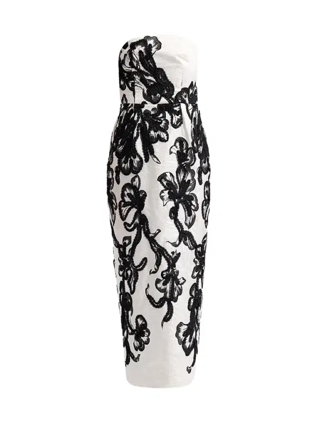 Milly Women's Orion Chiffon Embroidered Maxi Dress - White Black