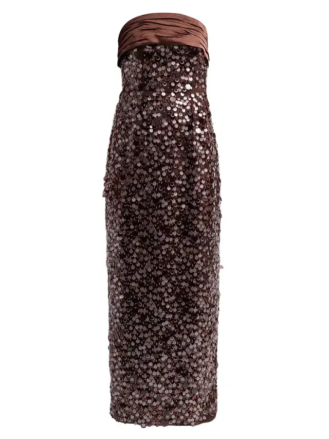 Milly Women's Hana Sequin Maxi Dress - Dark Brown