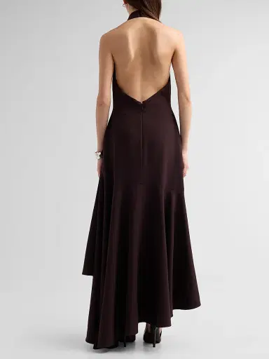 Milly Women's Jade Cady Halterneck Maxi Dress - Dark Chocolate | Thumbnail 2 Milly Women's Jade Cady Halterneck Maxi Dress - Dark Chocolate | Thumbnail 2