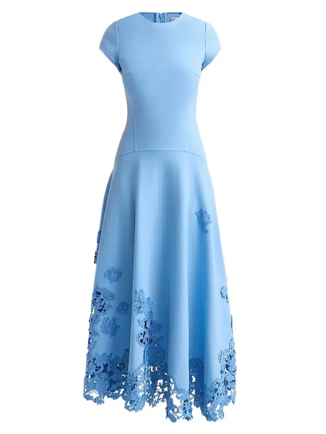 Oscar de la Renta Women's 3D Guipure Virgin Wool-Blend Maxi Dress - Talc Blue