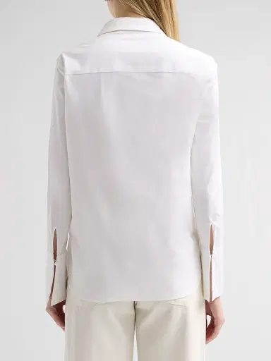 Oscar de la Renta Women's Botanical Embroidered Stretch Cotton Twill Blouse | Thumbnail 3 Oscar de la Renta Women's Botanical Embroidered Stretch Cotton Twill Blouse | Thumbnail 3