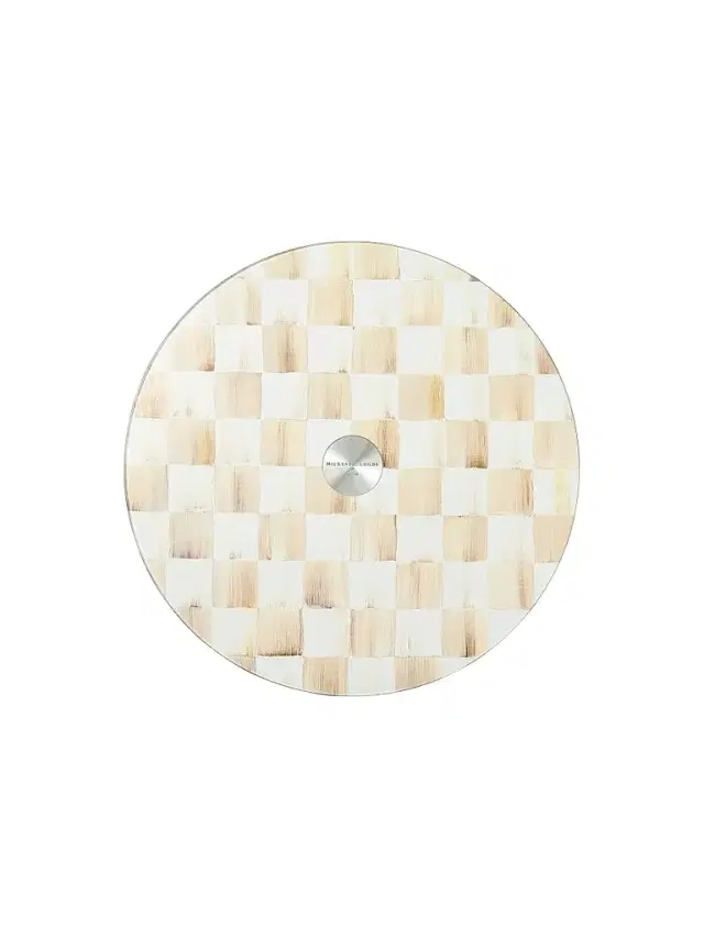 MacKenzie-Childs Mocha Check Glass Lazy Susan