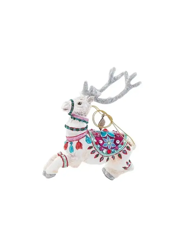 Jay Strongwater Holiday Cupid Reindeer Glass Ornament - Jewel