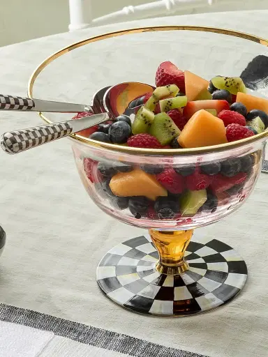 MacKenzie-Childs Courtly Check Glass Pedestal Bowl | Thumbnail 2 MacKenzie-Childs Courtly Check Glass Pedestal Bowl | Thumbnail 2