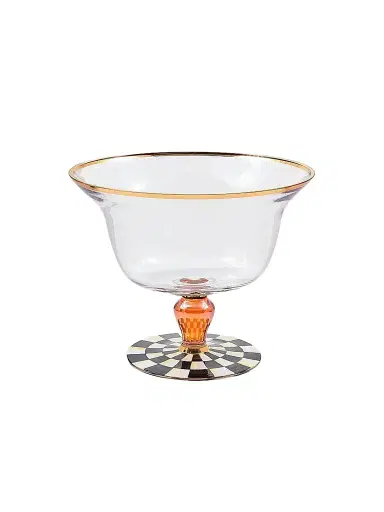 MacKenzie-Childs Courtly Check Glass Pedestal Bowl | Thumbnail 1 MacKenzie-Childs Courtly Check Glass Pedestal Bowl | Thumbnail 1