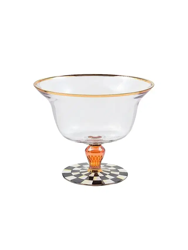 MacKenzie-Childs Courtly Check Glass Pedestal Bowl