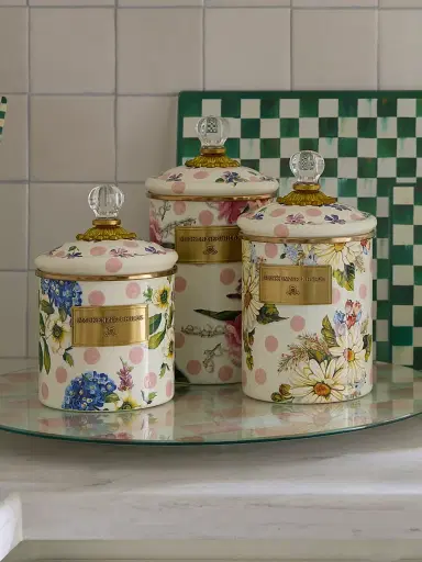 MacKenzie-Childs Wildflowers Pink Medium Canister | Thumbnail 3