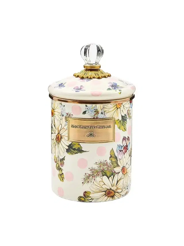 MacKenzie-Childs Wildflowers Pink Medium Canister