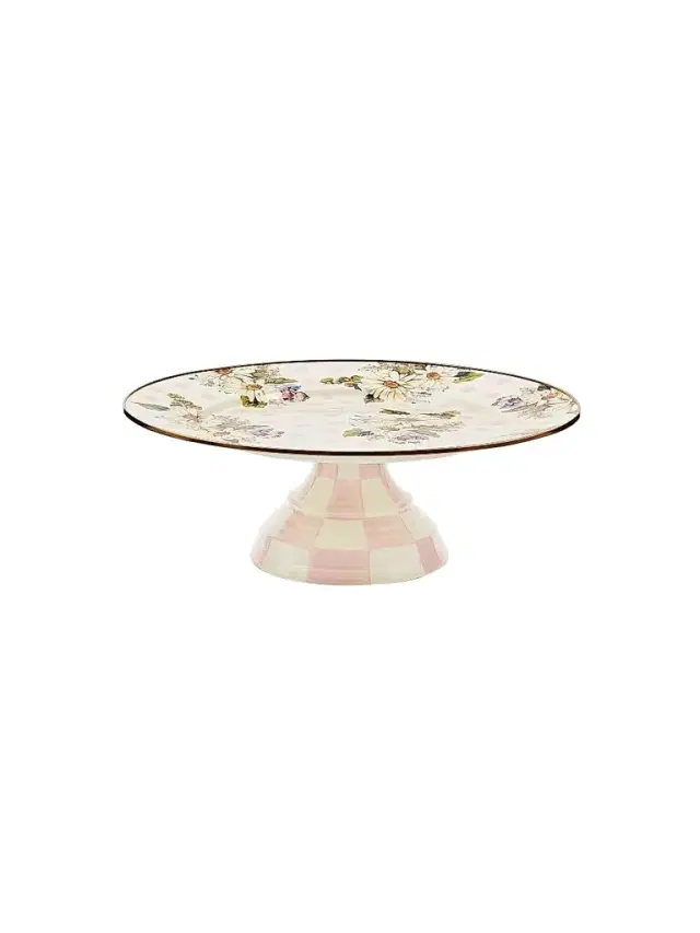 MacKenzie-Childs Wildflowers Pink Large Pedestal Platter
