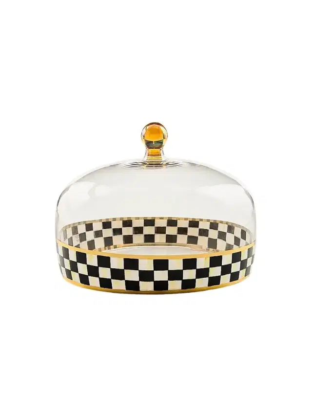 MacKenzie-Childs Courtly Check Glass Cake Dome