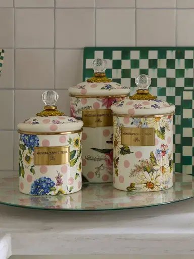 MacKenzie-Childs Wildflowers Pink Small Canister | Thumbnail 3