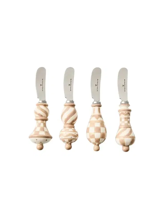 MacKenzie-Childs Mocha Check 4-Piece Party Spreader Set
