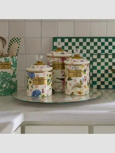 MacKenzie-Childs Wildflowers Pink Large Canister | Thumbnail 3
