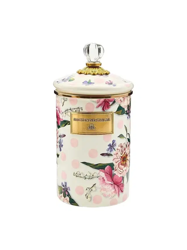 MacKenzie-Childs Wildflowers Pink Large Canister