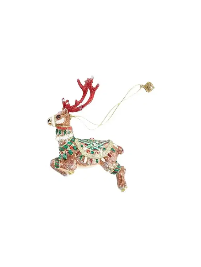 Jay Strongwater Comet Reindeer Glass Ornament