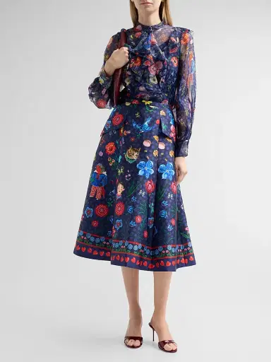 MAISON COMMON Women's Floral Mikado Midi Skirt | Thumbnail 2 MAISON COMMON Women's Floral Mikado Midi Skirt | Thumbnail 2