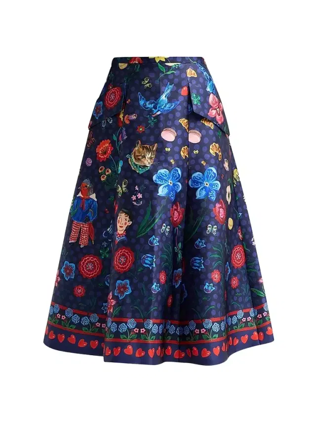 MAISON COMMON Women's Floral Mikado Midi Skirt - Navy - Size 16