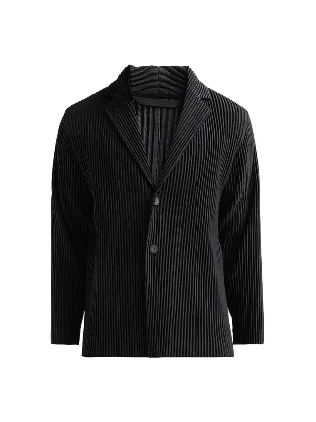 Homme Plissé Issey Miyake Men's Pleated Knit Blazer - Black