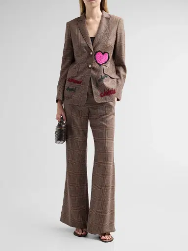 MAISON COMMON Women's Glen Plaid Wool Trousers | Thumbnail 2