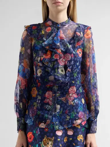 MAISON COMMON Women's Floral Silk Organza Tieneck Blouse | Thumbnail 5 MAISON COMMON Women's Floral Silk Organza Tieneck Blouse | Thumbnail 5