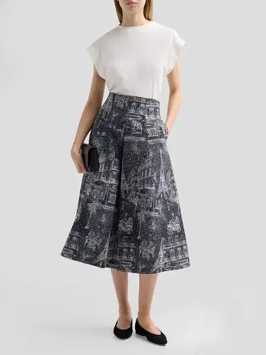 MAISON COMMON Women's Jacquard Town Print Midi Skirt | Thumbnail 2 MAISON COMMON Women's Jacquard Town Print Midi Skirt | Thumbnail 2