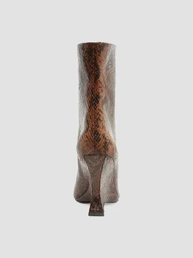 Schutz Women's Siena 115MM Snake-Embossed Leather Booties - Brown | Thumbnail 8