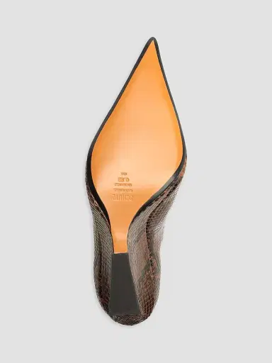 Schutz Women's Siena 115MM Snake-Embossed Leather Booties - Brown | Thumbnail 9