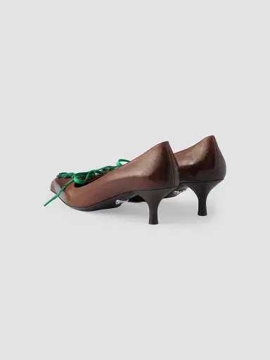 Prada Women's Antiqued Leather Pumps - Brown | Thumbnail 3