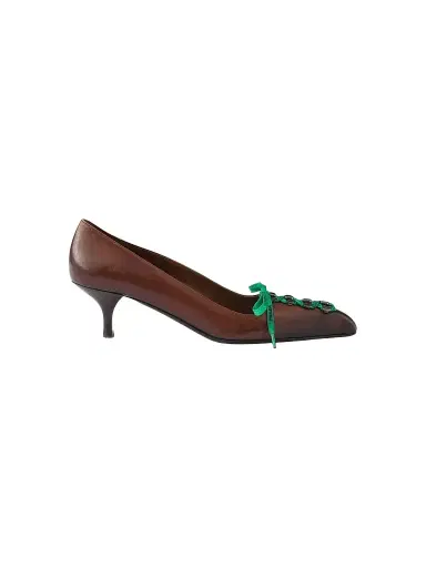 Prada Women's Antiqued Leather Pumps - Brown | Thumbnail 1