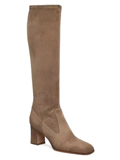 Santoni Women's Carla 65MM Suede Knee-High Boots - Beige - Size 12 | Thumbnail 2